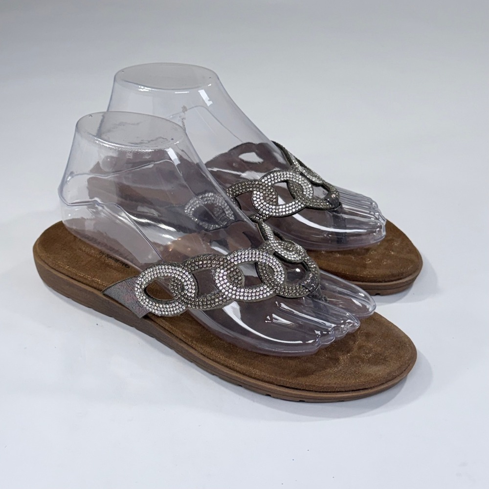 NEW Patrizia by Spring Step Gabra Sandal 40/9 Pewter Rhinestone Embellished Boho